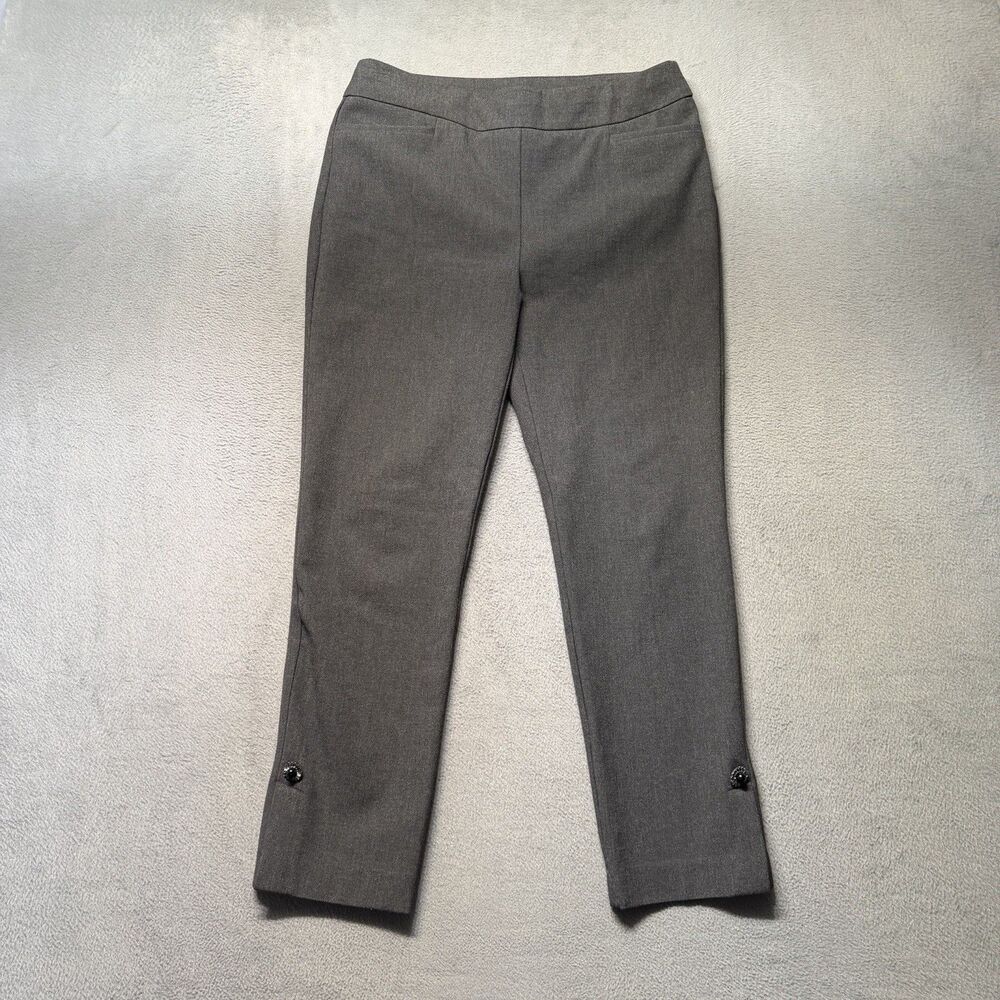 Chicos Womens 0.5 US 6 Gray Slim Tapered Pull On Ankle Pants Jeweled Accent